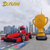 Decoración Temática de Carreras para Eventos Comerciales al Aire Libre, Modelo de Coche de Fórmula de Simulación, Coche de Carreras Inflable Gigante con Figura de Piloto