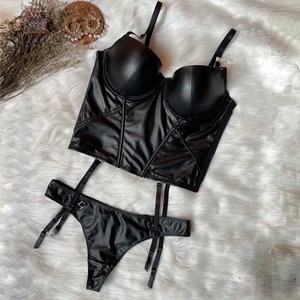 Woman <b>Bra</b> Panties <b>Set</b> Push up <b>Sexy</b> Women Leather <b>Bra</b> Harness Beautiful Back Leather <b>Bra</b> <b>Sets</b> - Product Image 6