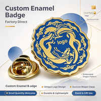 Épinglette personnalisée en émail dur plaqué or avec fermoir rotatif, badge métallique sur mesure avec logo, souvenir pour cadeau promotionnel