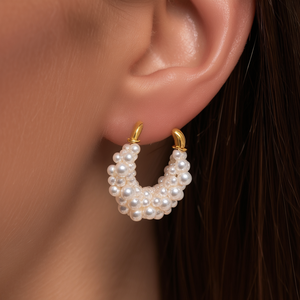 Pendientes de Perlas de Acero Inoxidable 316L con Baño de Oro PVD, Resistentes y Sostenibles, para Mujer, Joyería de Moda - Product Image 3