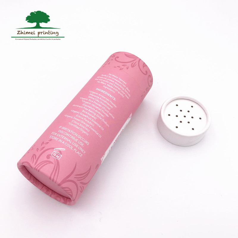 100% Biodegradable Cardboard Powder Shaker Rigid Paper Tube Container Paperboard Sifter With Custom Design