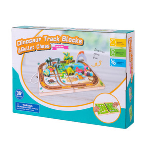 Ensemble de train en bois <span class=keywords><strong>2</strong></span>-en-1 de haute qualité CE CPC avec jeu de combat de football, jouet éducatif pour enfants, blocs de circulation et dinosaures - Product Image 6