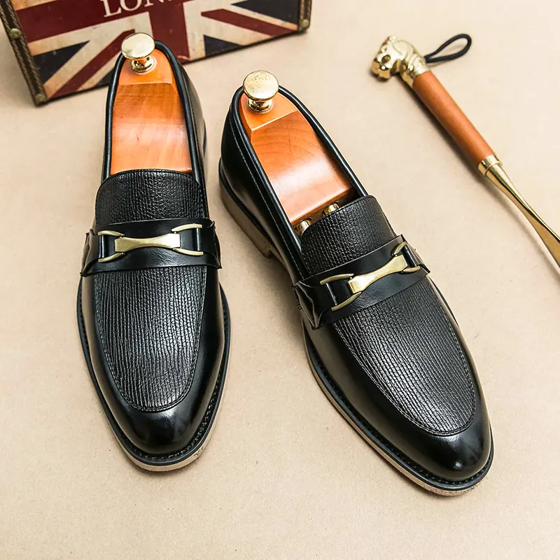 6051 Zapatos de vestir formales de moda para hombres mocasines negros de negocios