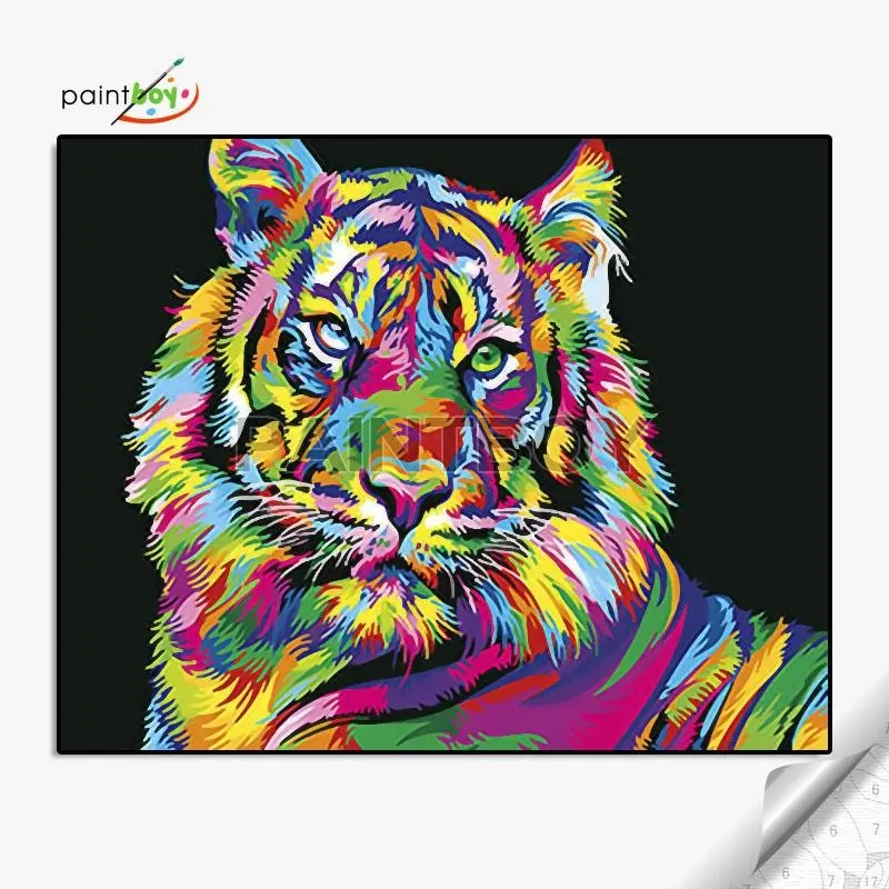 Fancy animal pattern canvas paint with numbers DIY oil painting set for wholesale GX26176