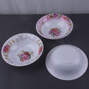 Tazón de plástico para servir comida de uso doméstico personalizado al por mayor, tazón de sopa de arroz de melamina redondo con patrón de flores de 6/7/8/9 pulgadas - Product Image 1
