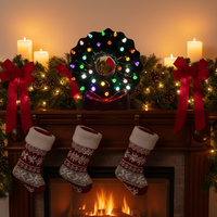 Guirlande de Noël en céramique peinte à la main en 3D avec lumières LED, indice de protection IP33, alimentation AC, commande manuelle, pour la décoration des fêtes