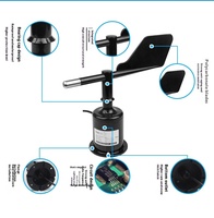 Transmisor económico RS485 con sensor de dirección del viento Instrumento de Veleta meteorológica integrado para medir la velocidad del viento