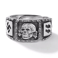 Bague rétro crâne pour homme, bague en argent, style européen et américain à la mode, tendance et cool, bague ouverte de saut de danse