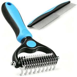Brosse de toilettage pour animaux de compagnie 2-en-1, ensemble professionnel double face pour démêler les nœuds et les boucles pour chats et chiens - Product Image 1