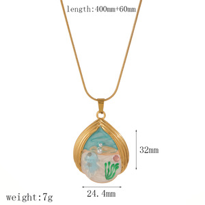 Collar con Colgante de Concha Marina, Tema Oceánico, Acero Inoxidable, Cadena para Clavícula para Mujer, Joyería de Regalo, Accesorio de Moda - Product Image 4