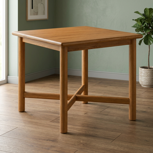 Table à manger moderne en teck massif, écologique, durable, imperméable, design scandinave minimaliste, carrée, meubles de maison, salon - Product Image 4
