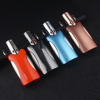 Briquet torche à quatre flammes en gros, personnalisable avec logo, rechargeable au butane, coupe-vent en alliage pour camping, barbecue et cigares, réglable