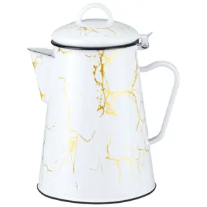 Enamel Teapot Hot Water Kettle Porcelain Enamelled Teak Settle Vintage Hot Water Kettle Pot for Home Camping 0.8L 1.2L White