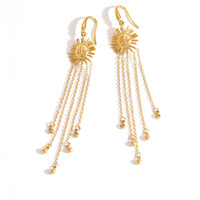 Boucles d'oreilles élégantes Gaovo Smiley Sun à plusieurs chaînes et pampilles, en acier inoxydable plaqué or 18 carats, résistantes au ternissement, bijoux de mode pour les oreilles