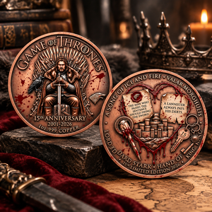 Moneta Commemorativa 3D in Rilievo del 15° Anniversario <span class=keywords><strong>di</strong></span> <span class=keywords><strong>Game</strong></span> <span class=keywords><strong>of</strong></span> <span class=keywords><strong>Thrones</strong></span>, Placcata in Rame Rosso con Custodia in Acrilico, Regalo da Collezione - Product Image 1