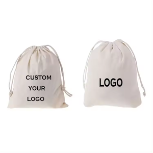 Bolsa de Tela de Algodón Orgánico Ecológica con Logotipo Personalizado, Bolsa Promocional de Calicó Blanca con Cordón, en Varios Tamaños - Product Image 6