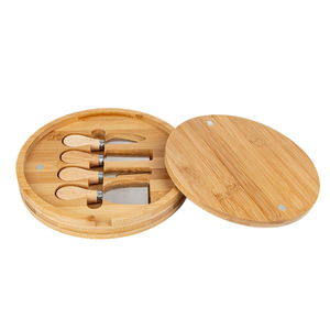 Ensemble de planches à fromage en bambou avec couteaux, planche à découper ronde, plateau de service pour fruits et pain, cuisine à domicile - Product Image 5