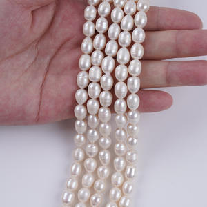 Perles d'eau douce naturelles en forme de riz de 8-9 mm en gros, accessoires pour collier DIY - Product Image 5