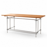 Bureau de style industriel vintage avec plateau en bois massif et pieds en acier inoxydable, bureau à domicile, bureau d'étudiant, table longue de studio
