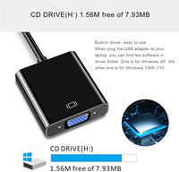 Adaptador de cable USB VGA, convertidor de controlador macho a hembra, Cable Adaptador convertidor USB 3,0 a VGA para Monitor