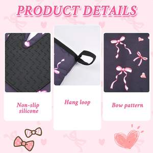 Ensemble de maniques de cuisine personnalisées avec doublure en coton matelassé, nœuds noirs imprimés, poignées de casserole en silicone résistantes à la chaleur, fabriquées en Chine - Product Image 5