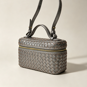 Fashion Women Woven <b>Box</b> Style Shoulder Bag Metallic Textured Dual Zipper Top Handle <b>Removable</b> Strap Daily Purse - Product Image 5