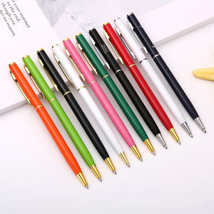Stylo à bille personnalisé avec logo de marque, corps en métal fin, design sportif original, largeur d'écriture de 1,0 mm, stylo à bille noir et blanc à rotation - Product Image 3