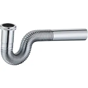 Hot Sale Household Sink Silver Drainer Flexible Waste Drain Pipe Zinc Alloy Nut Basin Flex Pipes S Trap