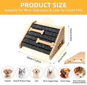 Holz Umweltfreundliche Hunderampe Niedrige Winkel Haustier-Treppenrampe mit Rutschfester Matte Treppenstufen für Reptilien Treppensteig-Hilfe - Product Image 2
