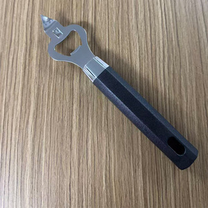 Stainless Steel Bottle Opener With Black Handle For Beer And Beverages Multifunctional Design - Product Image 4