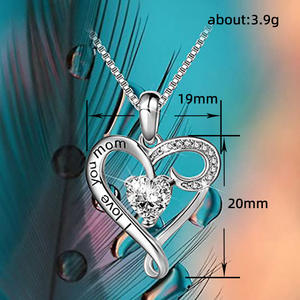 Nouveau collier de mode européenne et américaine, amour maternel, avec zircon en laiton, cœur plaqué argent, chaîne à maillons, <span class=keywords><strong>cadeau</strong></span> élégant pour <span class=keywords><strong>maman</strong></span> - Product Image 5