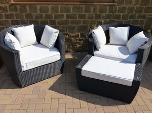 Half Round Shape Home Terrace Garden 2 Seater <strong>Tub</strong> <strong>Chair</strong> Furniture Poly <strong>Rattan</strong> Outdoor Sofa Set - Product Image 4