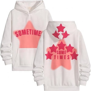 Femmes décontracté et à la mode étoile à motifs et imprimé mot sweats à capuche pull mignon sweat haut décontracté - Product Image 1