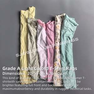 Chiffons de nettoyage en coton colorés pour atelier, chiffons de t-shirt coupés de couleur claire pour le nettoyage - Product Image 2