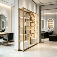 Platzsparendes Salon-Displayregal mit Großer Aufbewahrungskapazität, Kohlenstoffstahlrahmen mit LED-Beleuchtung für Friseursalon & Nagelstudio in 3 Farben