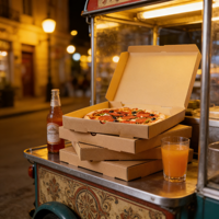 Boîte à pizza en carton ondulé rigide personnalisée de 7 à 18 pouces, vente en gros, avec matériaux recyclés et pelliculage brillant pour la restauration rapide et les collations