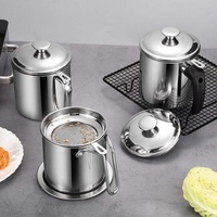 Séparateur de résidus de Pot à huile de cuisine en métal en acier inoxydable, crépine amovible, huileur avec filtre