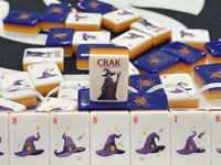 Ensemble de Mahjong de Luxe pour Halloween, 160 Pièces, en Acrylique, avec Motifs Citrouille, Lanterne, Sorcière, Araignée, Tapis Personnalisable, Cadeau