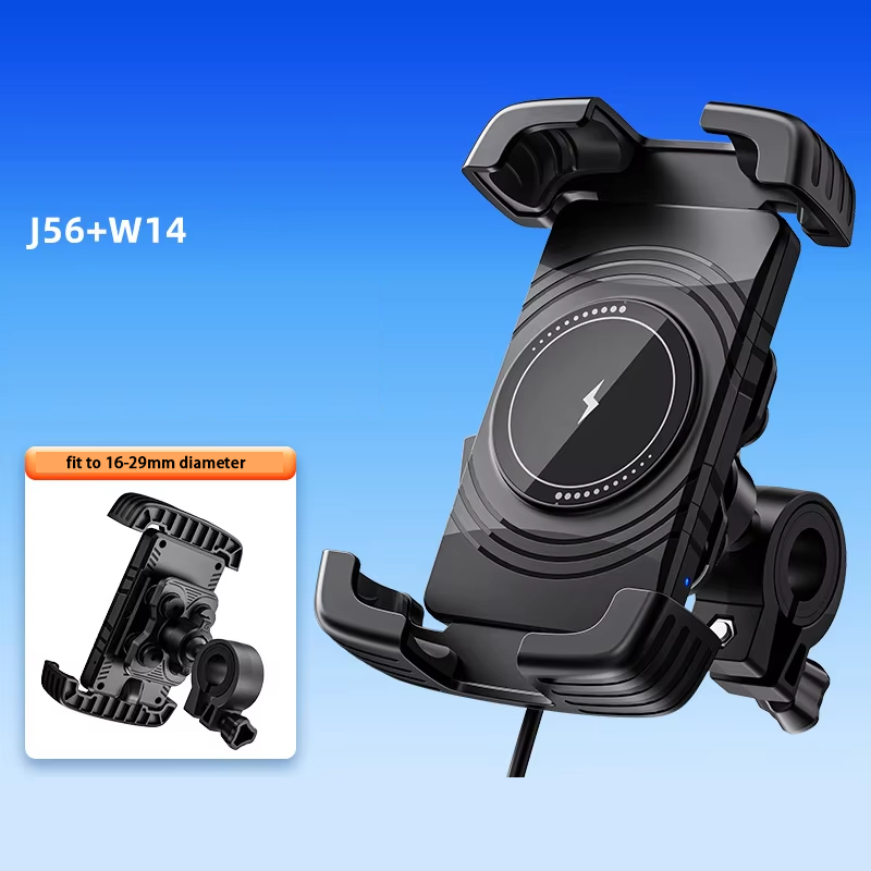 Modèle de guidon horizontal noir-support de téléphone à chargement sans fil