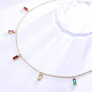 Collar con colgante cuadrado <span class=keywords><strong>de</strong></span> circón para niña y mujer, cadena fina <span class=keywords><strong>de</strong></span> acero inoxidable chapada en oro <span class=keywords><strong>de</strong></span> 18K - Product Image 5