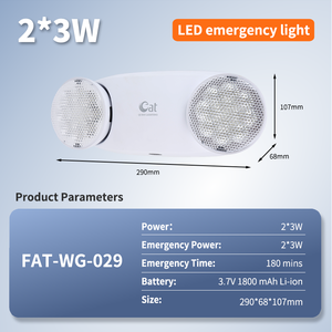 Lampe d'urgence à double tête réglable 3 heures, boîtier ABS certifié CE, 2*3W LED rechargeable - Product Image 2