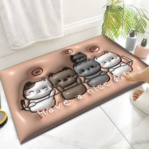 Tapis de bain 3D mignon de dessin animé 40x60cm, antidérapant, absorbant, rectangulaire, pour l'entrée de la salle de bain - Product Image 4