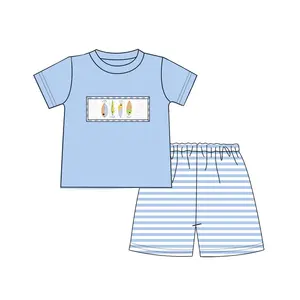 Puresun Personal Designs Fishing Smocked Children Clothing Summer Cotton Baby Boy Clothing