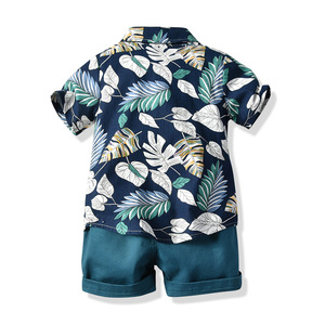 Été Congé Occasionnel Floral Manches Courtes 2-6 Ans Garçons Vêtements Ensemble Chemise Hawaïenne Garçons Avec Shorts KBLS-001 - Product Image 3