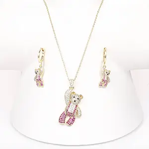 CM Jewelry Luxury Ensembles De Bijoux Femme Fine 14K Gold Plated Women Sets Earrings Pendant With Necklace Bear Set
