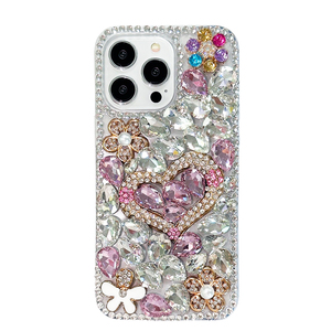 Funda de Teléfono de Lujo con Corazón 3D Colorido, con Perlas y Diamantes, para iPhone 17 16 Pro Max, Transparente con Brillantina - Product Image 4