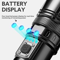 Lampe torche LED exclusive transfrontalière à haute intensité, éclairage extérieur ultra-lumineux, affichage numérique, mécanique