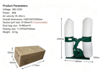 Aspirateur industriel à double sac pour sciure de bois 3KW, 220V/380V, pour routeur CNC et machine à scier le bois