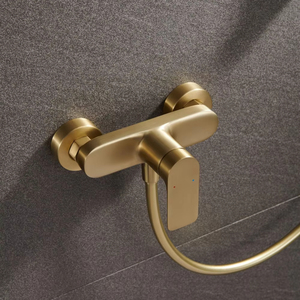Ensemble de douche de luxe 3 fonctions pour salle de bain, mitigeur à main en laiton chaud/froid avec tige relevable, jet de pulvérisation, finition or brossé, en promotion pour appartement - Product Image 2