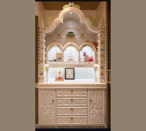 Handcrafted Full-Height Marble <b>Mandir</b> with Refined Finish and Heritage-Inspired Elegant Design Cabi Net Style Sculptures - Product Image 1